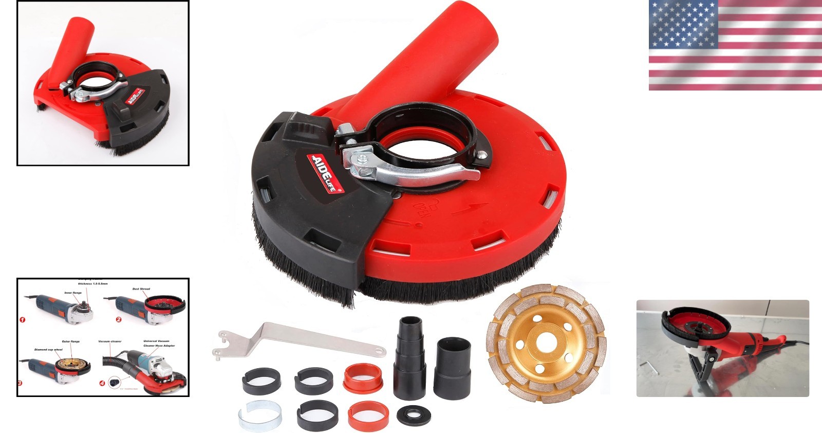 Surface Grinding Dust Shroud & Diamond Grinding Cup Wheel for 115/125mm Grinders