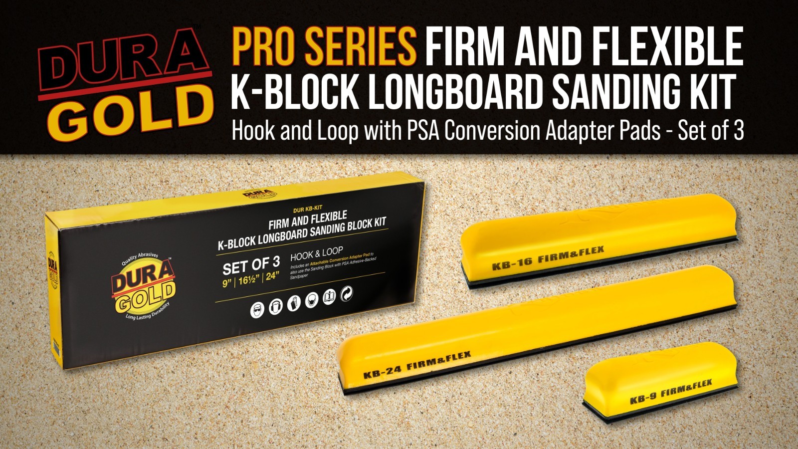 Pro Series K-Block Sander Kit – Firm & Flex Hand Sanding Blocks 9″ 16″ 24″ with
