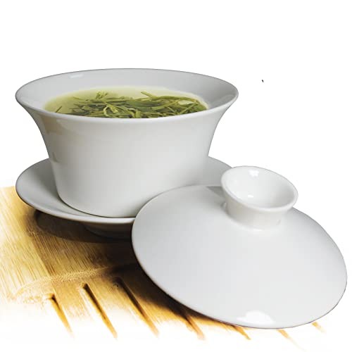 Traditional Gaiwan Tea Set with Lid and Saucer – Classic White Cup