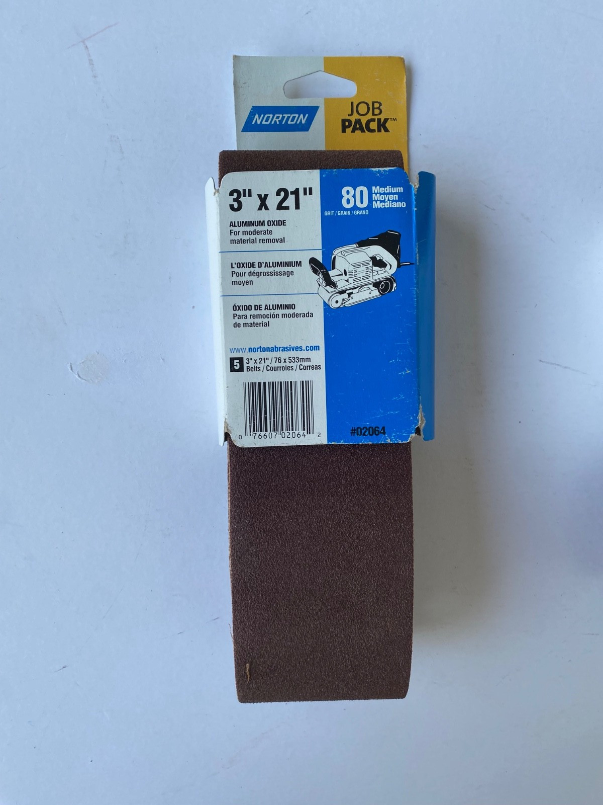 2 Pack Norton sanding belts, 3″ x 21″ , 80 grit & 36 grit- 10 Belts in Total