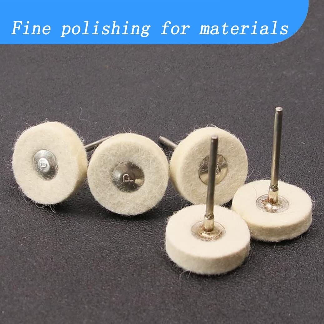 20 Pack Compressed Wool Felt Polishing Wheel 1/8″ Mandrel Mounted Wool Buffin…