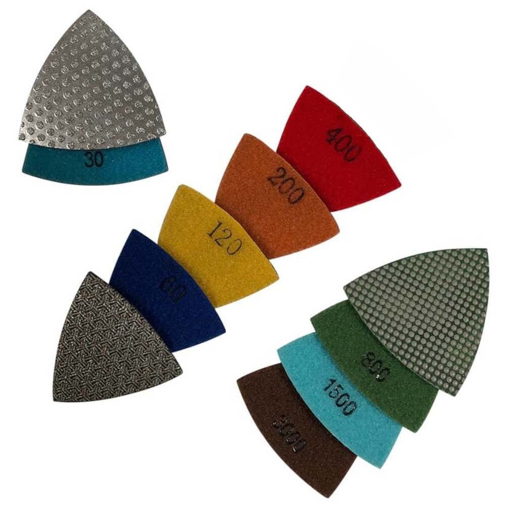 3″ Triangular Diamond Grinding/Polishing Pads for Oscillating Tools