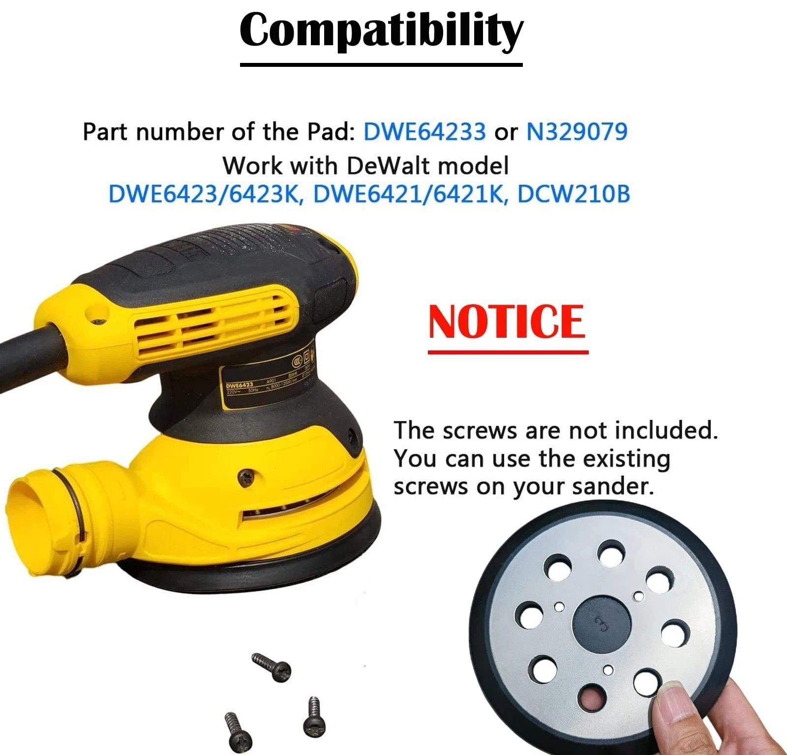2pc 5″ 8-Hole Metal Replacement Sander Sanding Pads Hook for Dewalt Porter Cable