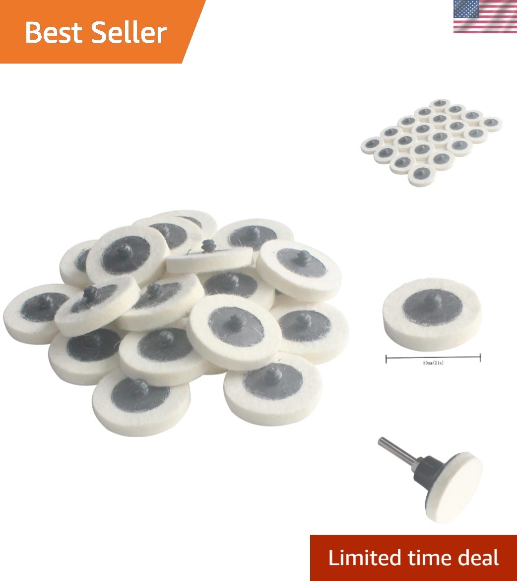 20 Pcs 2-Inch Fine Grit Wool Felt Buffing Discs for Surface Polishing