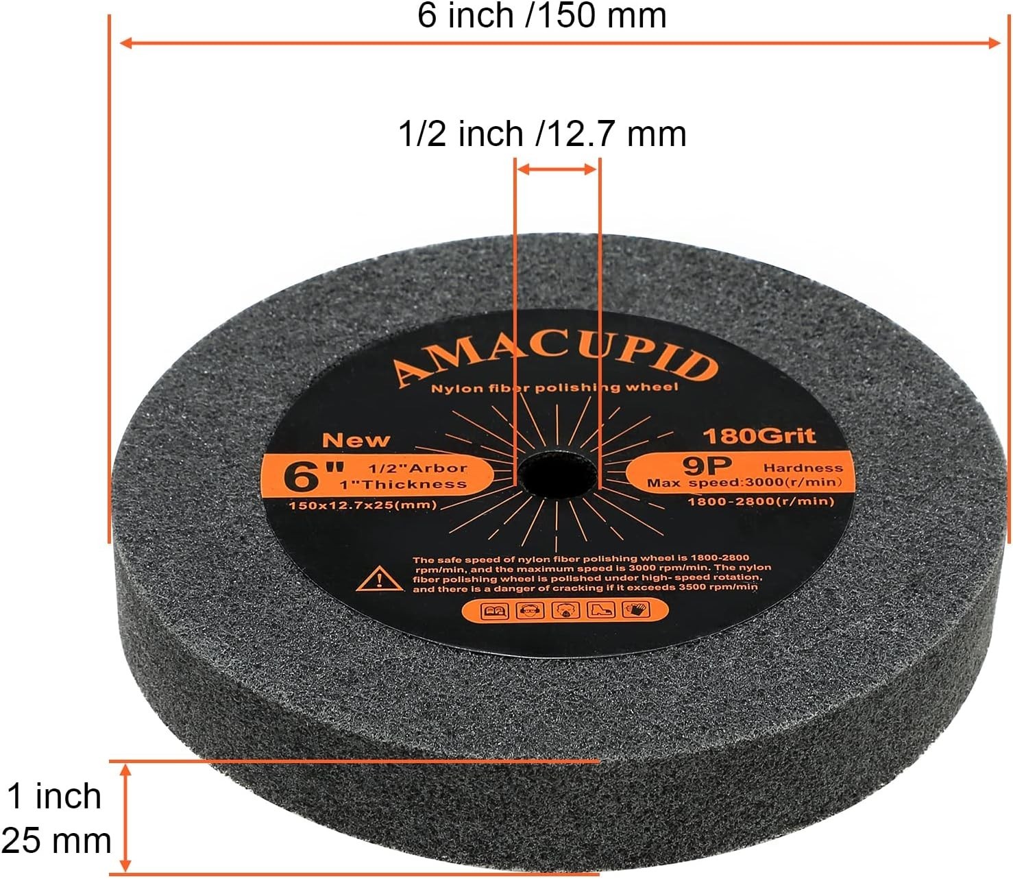 AmaCupid Deburring Wheel, Nylon Fiber Buffing Wheel 9P Hardness, 6 inch. for …