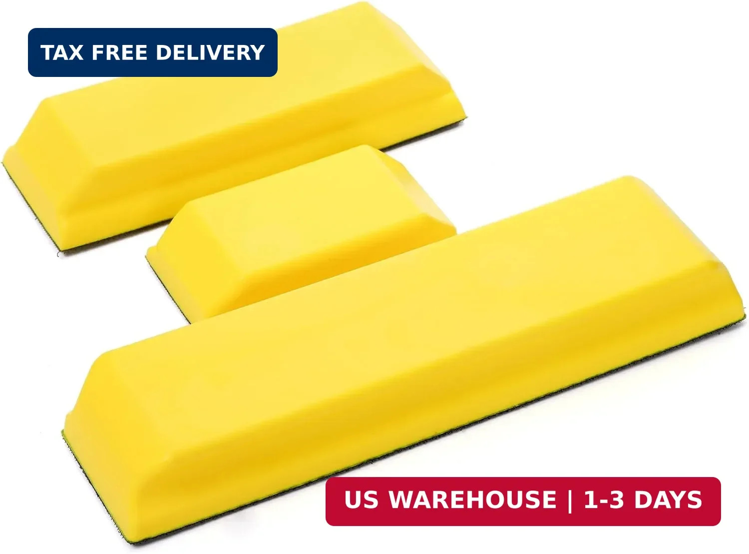 Fasmov Sanding Block Set, 3 Pack Rectangle Auto Body Sanding Block, 10.75″, 7.7″