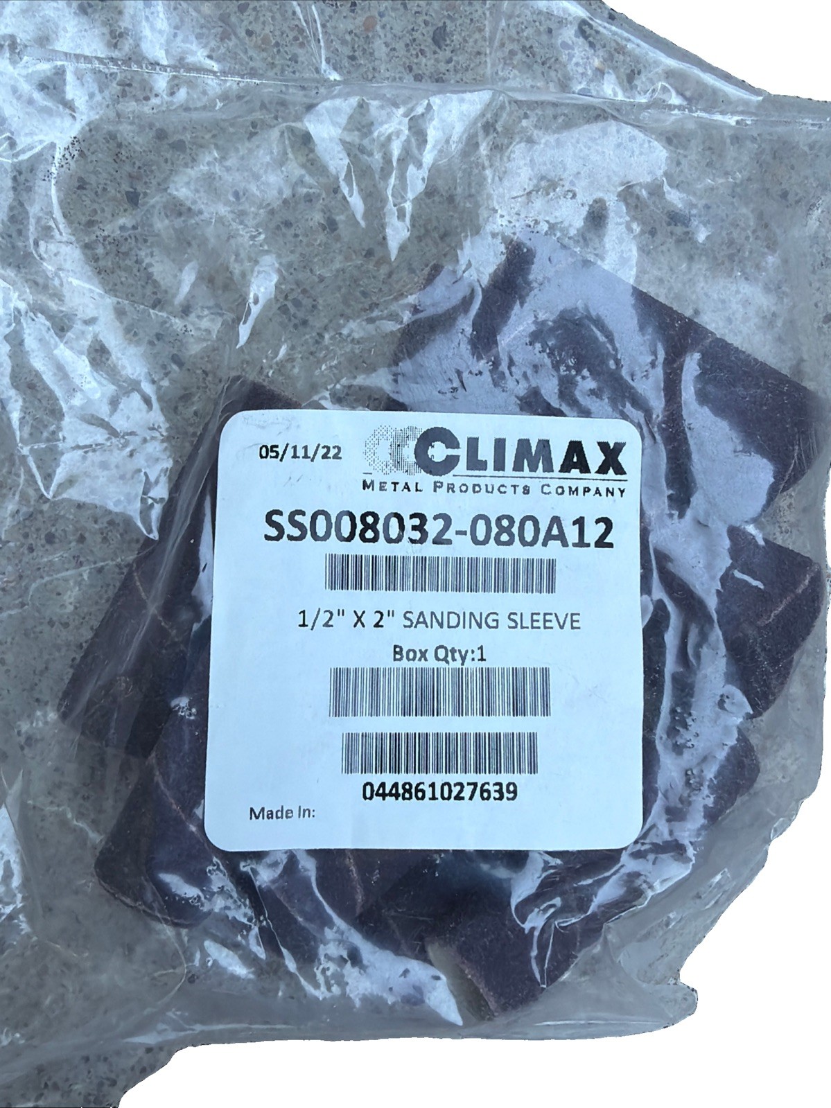 CLIMAX SS008032-080A12 – 1/2″ X 2″ SANDING SLEEVE 12PCS/PK 80-GRIT *NEW!*