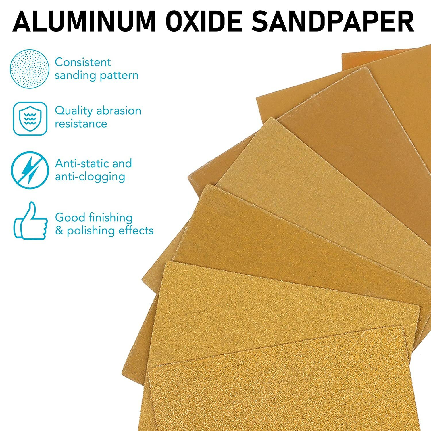 Sandpaper 4-1/2 x 5-1/2 in Sheets 80 120 150 220 240 320 400 600 800 1000 Grit