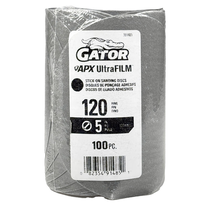 Gator 391485 120 Grit 5 In Premium Hook & Loop Sanding Discs 100-Pack