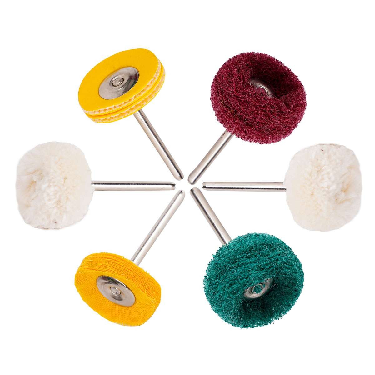 6pcs Abrasive Metal Polishing Buffing Wheel Burr Kit Set for Dremel Rotary Tool