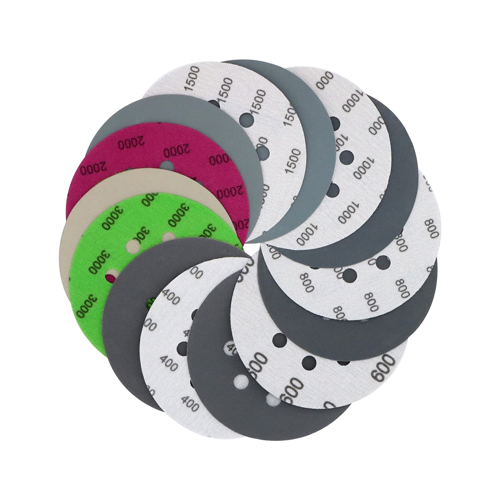 70 Pieces Wet Dry Sanding Discs 5 Inch 8 Holes Hook And Loop Sandpaper 400/600/8
