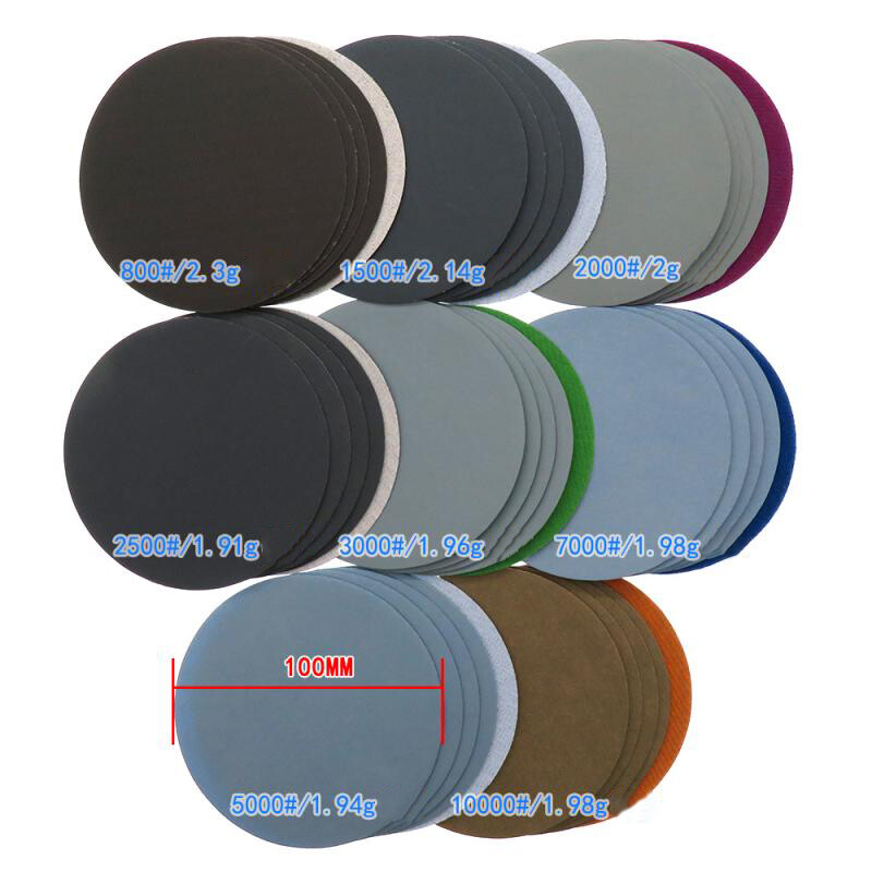 4 Inch 100mm Wet Sandpaper Sanding Discs Grinding Polishing Pads 2000-10000 Grit