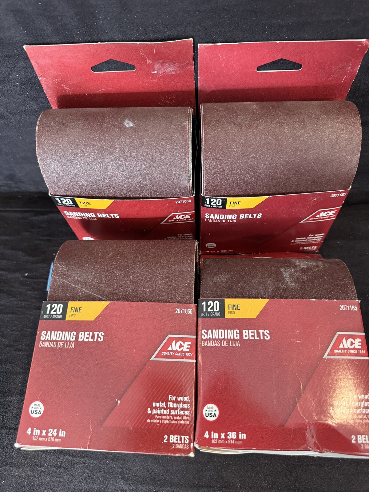 Sanding Belts 120 Grit Fine 4″ X 36″ #2071165 For Wood, Metal,Fiberglass 8 Belts
