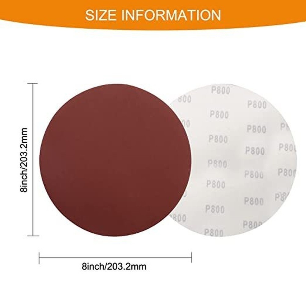 80PCS 8 Inch 200mm Flocking Sandpaper Discs Assortment Kit P60 P120 P240 P800