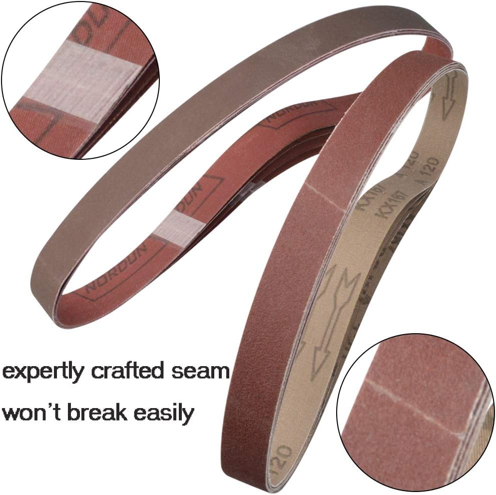 30 Pack Sanding Belts 120 240 400 600 800 1000 Grits 5PCS per 1 x 30 Inch