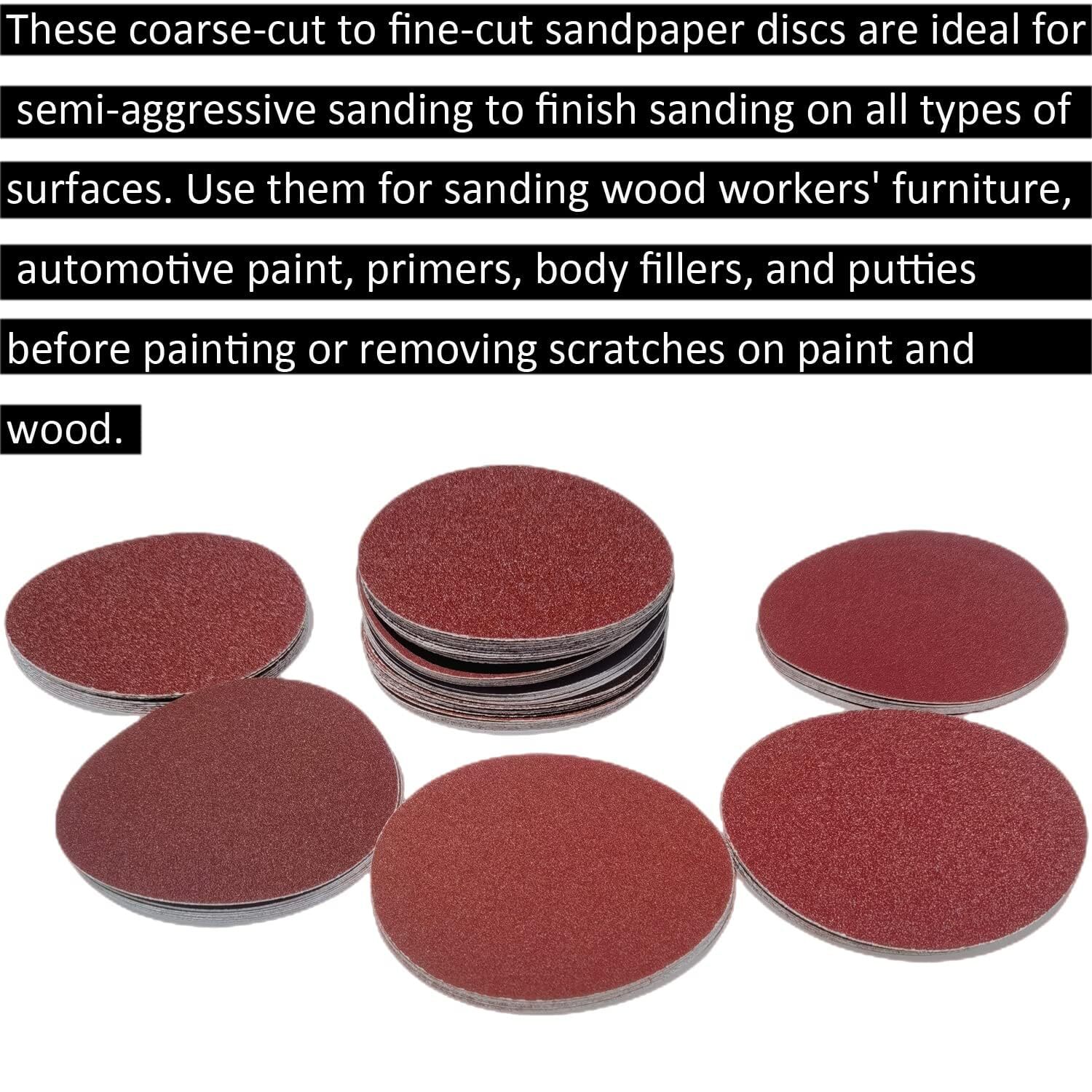 60 Pcs 6inch Nohole Psa Aluminum Oxide Self Stick Sanding Disc Of 80 120 180…