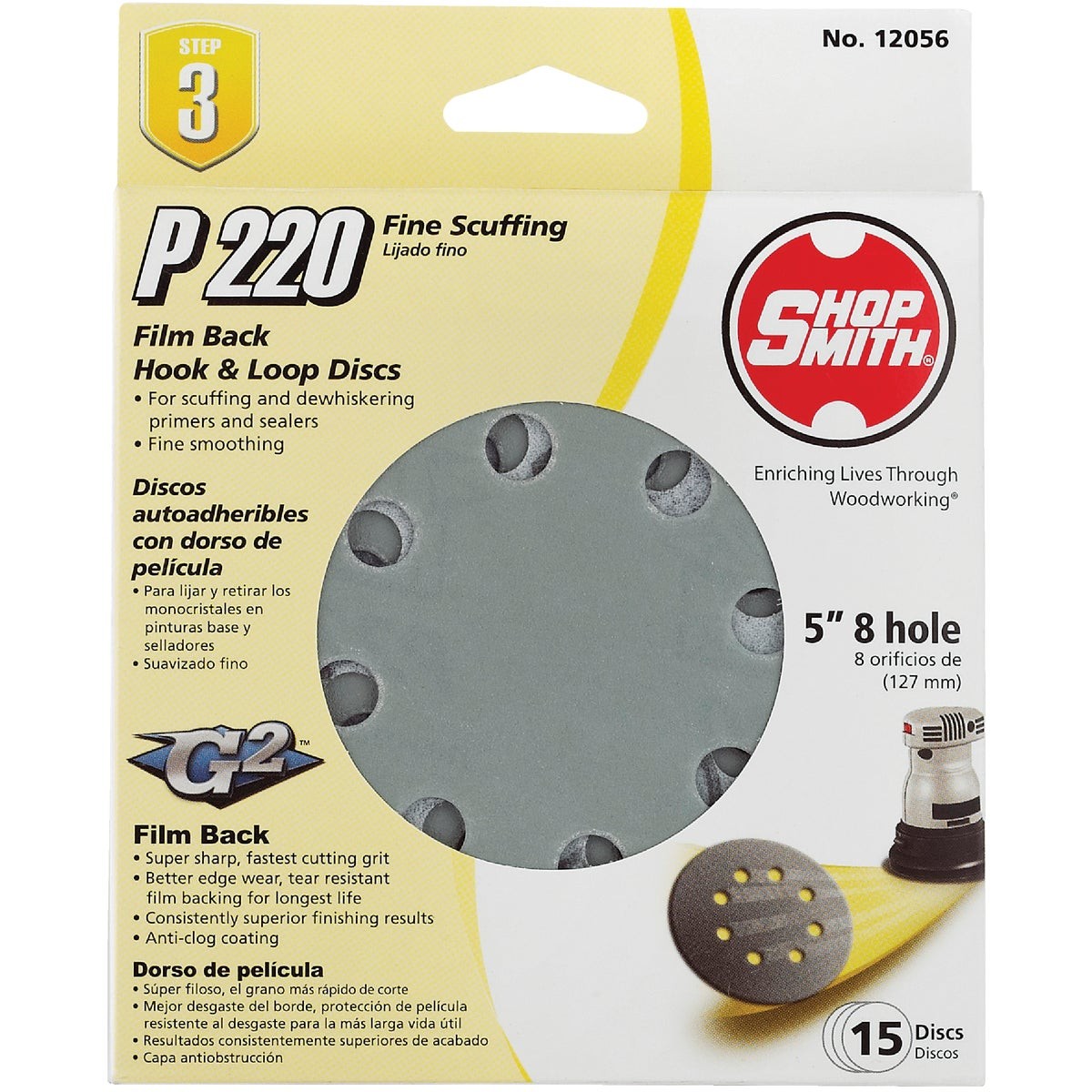 Gator Blade 5 In. 220-Grit 8-Hole Pattern Vented Sanding Disc with Hook & Loop
