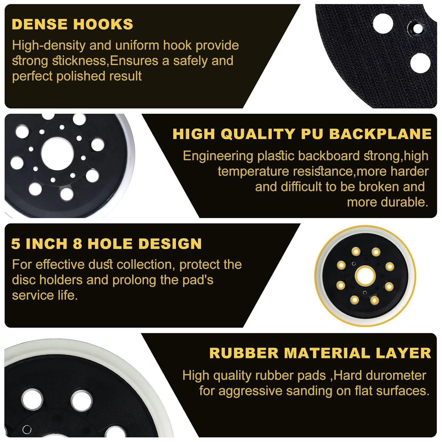5 Inch 8 Hole Hook & Loop Replacement Sander Pad for 5″ Bosch ROS20VS, ROS20VSC,