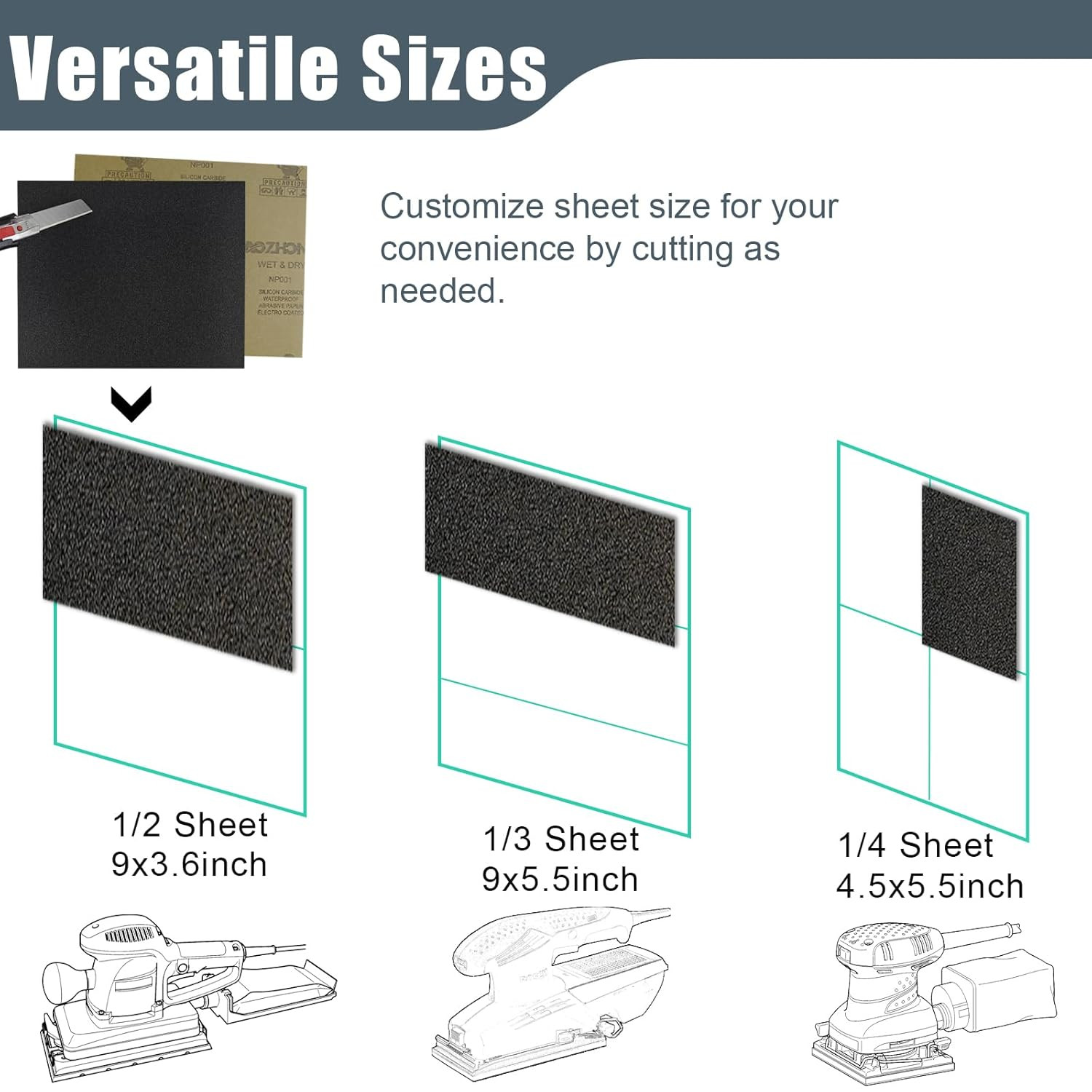 Premium Sandpaper Assortment 9″ x 11″ – 25 Pcs (with 5 of Each 600, 800, 1000, 2