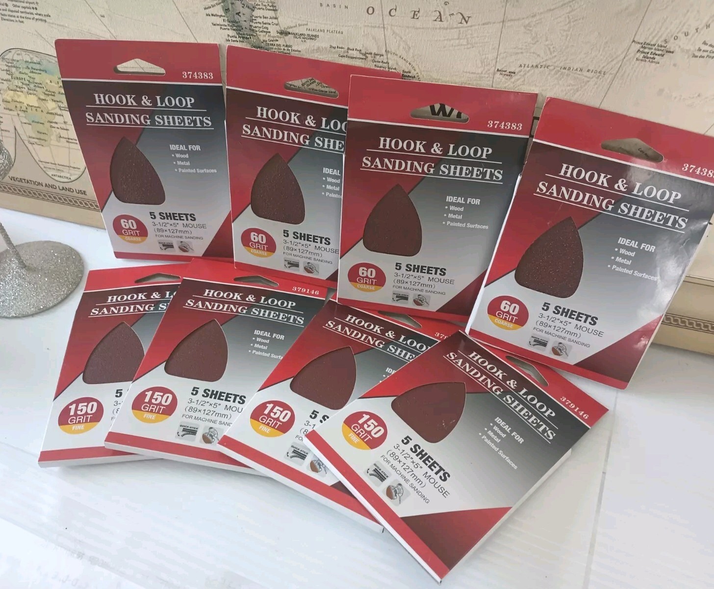 Mix Pack -Mouse Alum Oxide Sandpaper 5″ L GRIT-60 COURSE &150 FINE – 40 Sheets