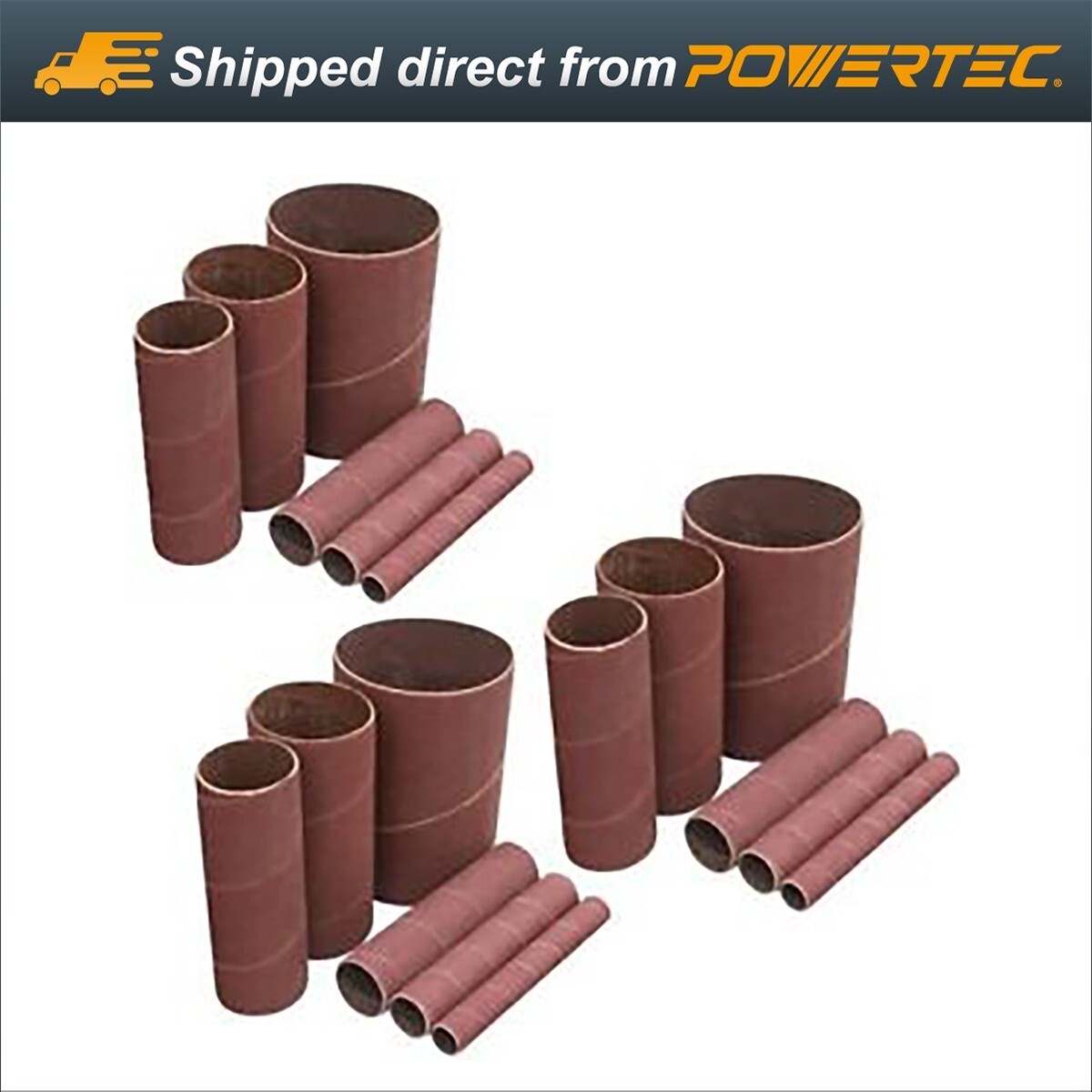 POWERTEC 4.5″ 6 DIA Spindle Sanding Sleeves w/ Assorted 80,120,240 Grits (11240)