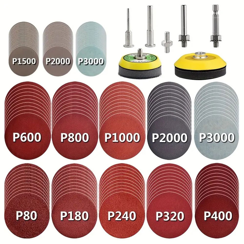 160 PCS 2/3 inch Sanding Discs Pad Variety Kit for Drill Wet Dry Hook Loop