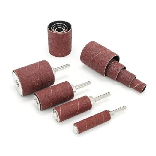 Sanding Drums & Sleeves Set 2″ Long with 1/4″ Shank for Drill or Drill Press