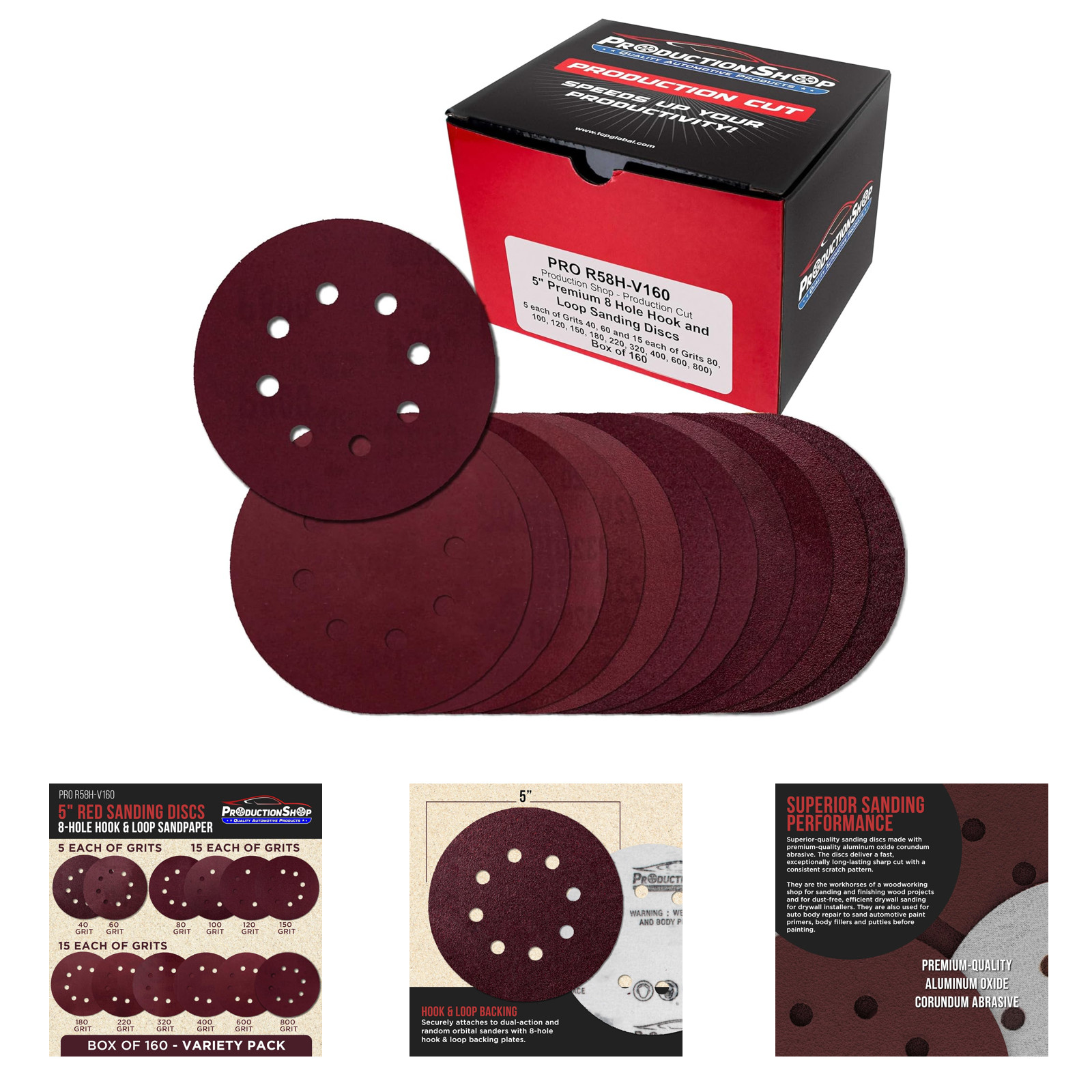5 Inch Sanding Discs Variety Pack 160 Grits 40 60 80 100 120 150 180 220 320 400