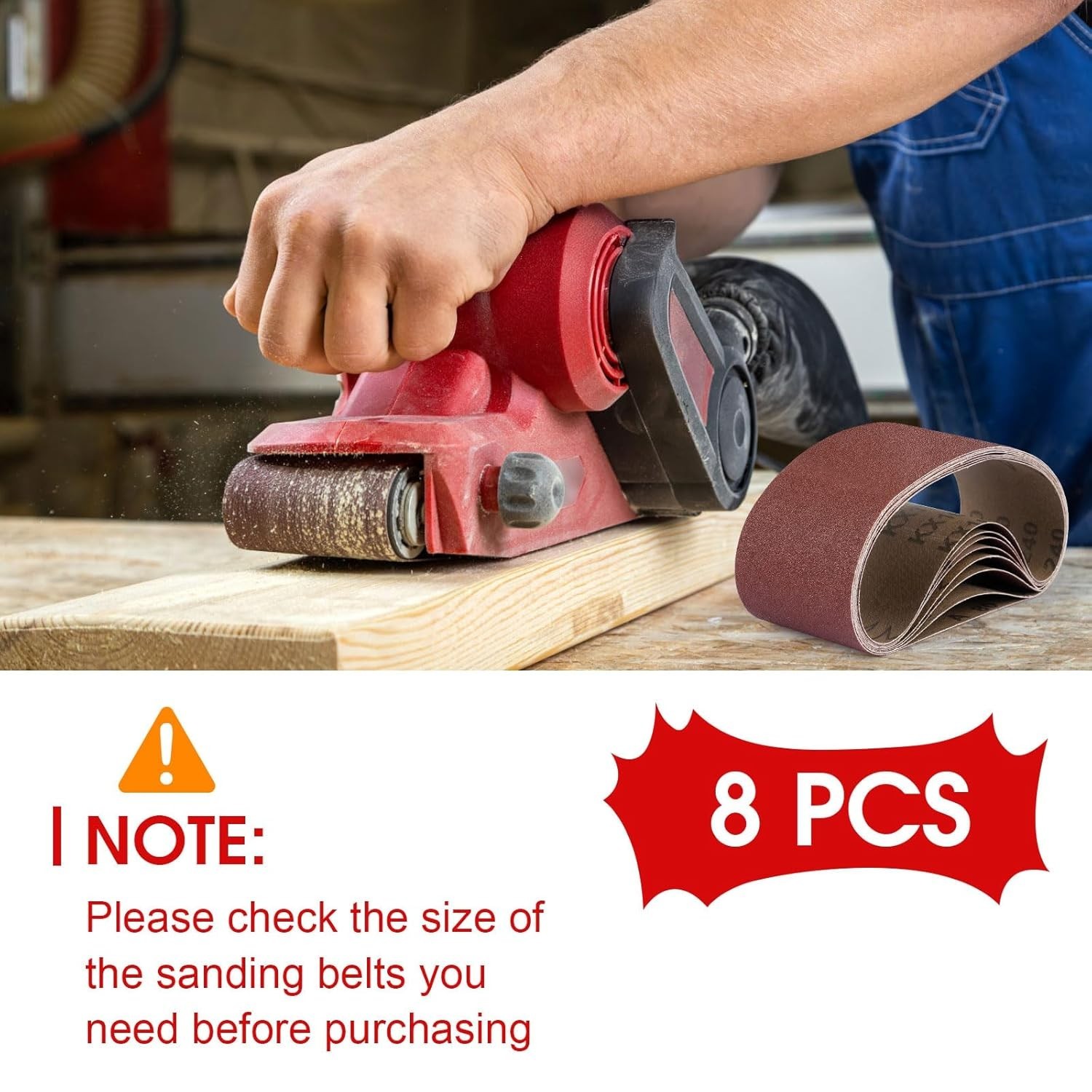 Heavy Duty Sanding Belts 3×21 8 Count Alumina Oxide Grits Durable Woodwork Metal