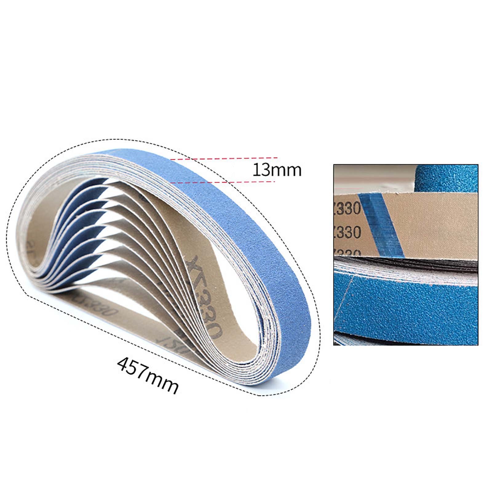 File Sanding Belts Zirconia 13 x 457mm P40 P60 P80 P120 – P600 Packs of 10 Belts