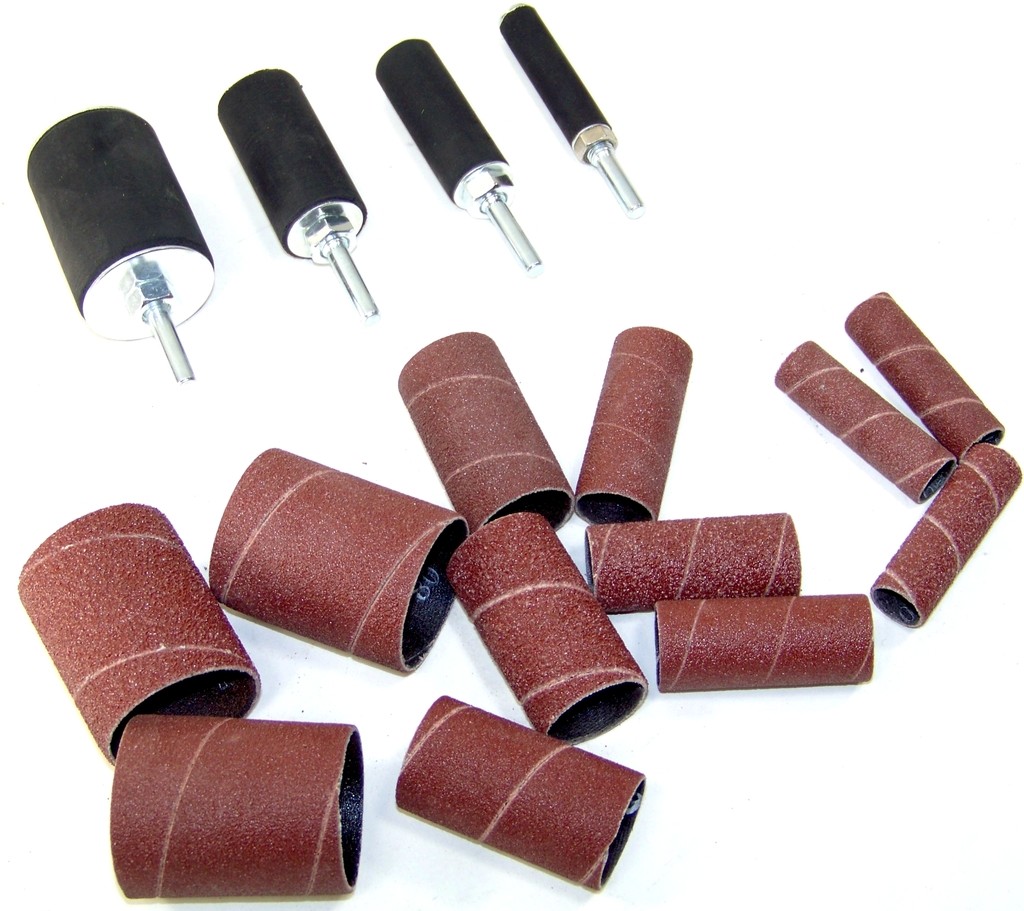 16 pcs 2″ LONG SANDING DRUM & SLEEVES SET KIT FITS DRILL PRESS SPINDLE SANDER