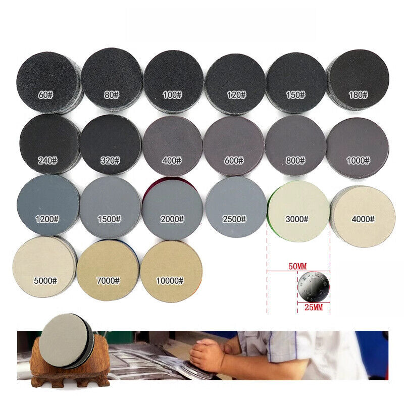 2 Inch 50mm Sanding Discs Wet & Dry Sanding Sheets Hook & Loop 60Grit -10000Grit