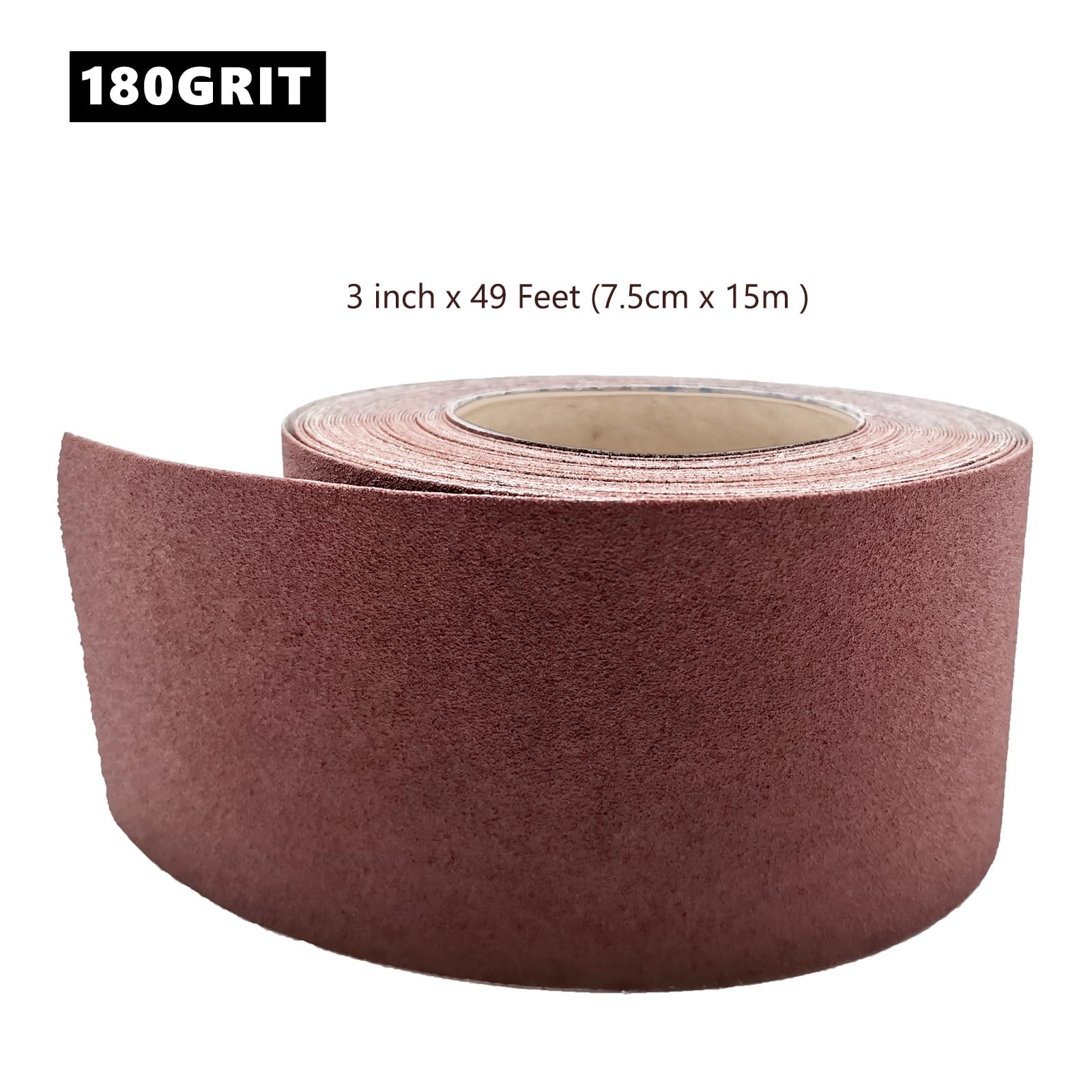 180 Grit Sandpaper Roll, 3 Inch x 49 Feet Emery Cloth Roll 180 Grit, Brown