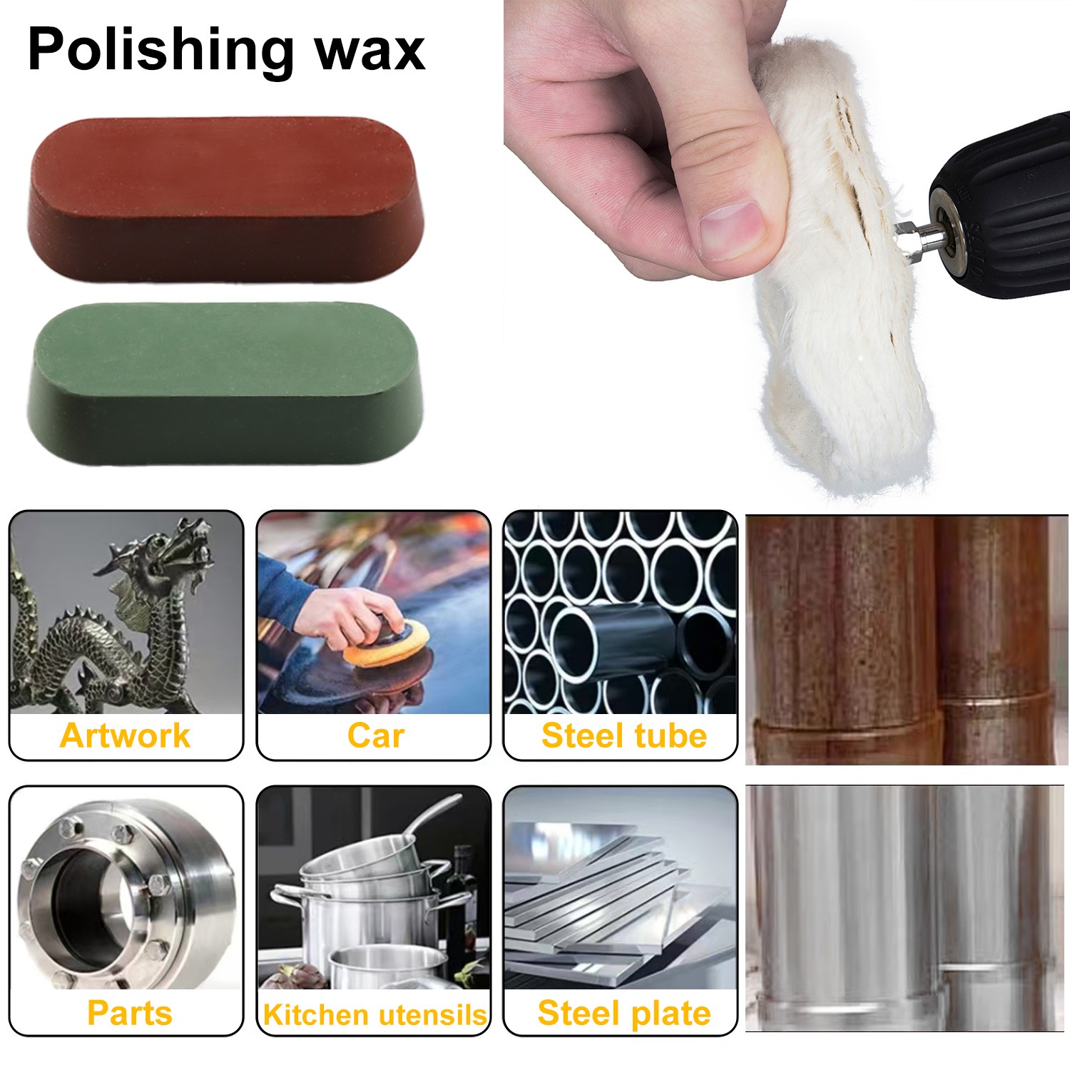 14PC Cotton Buffing Wheel Kit for Drill Rotary Tool Aluminum Metal Polishing Pad