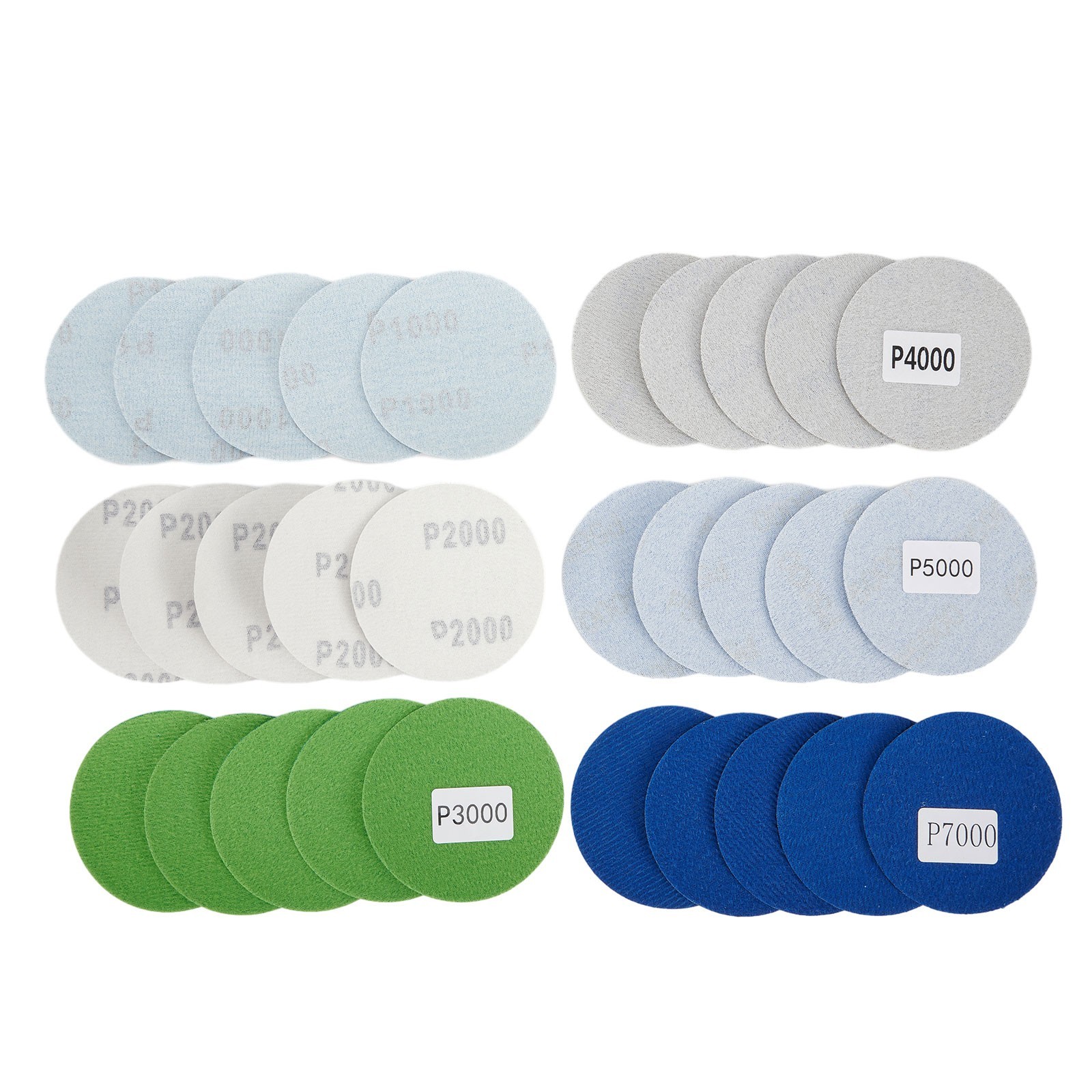 30pcs 75mm 3 Sanding Discs Set 1000~7000 Mixed Grit Wet Dry Sandpaper Abrasive