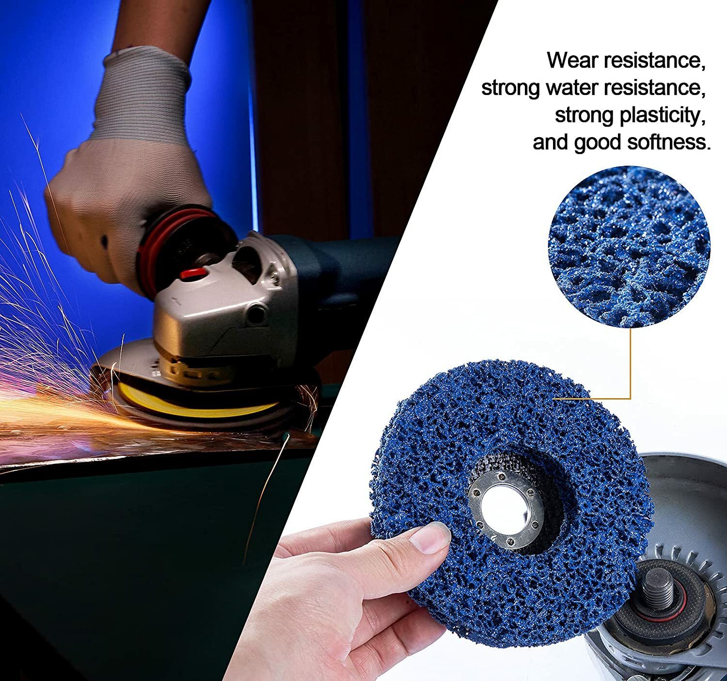 5PCS 5″ x 7/8″ Blue Strip Clean Disc Paint Stripping Rust Removal Sanding Wheels