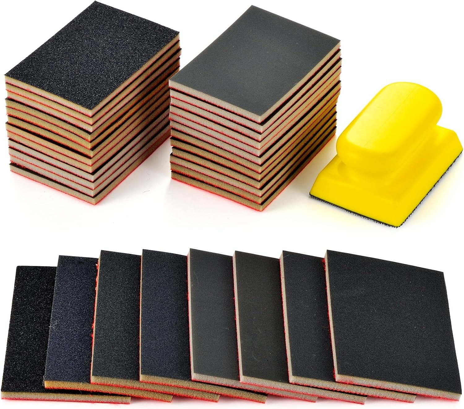 24PCS Sanding Sponge Set,180-3000 Grit Soft Foam Hand Sander Block,3X4