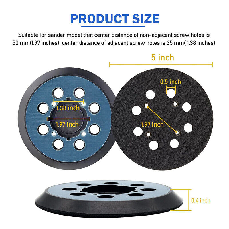 5 Inch 8 Hole Hook and Loop Orbital Sander Pad For Craftsman CMCW220B & CMEW231