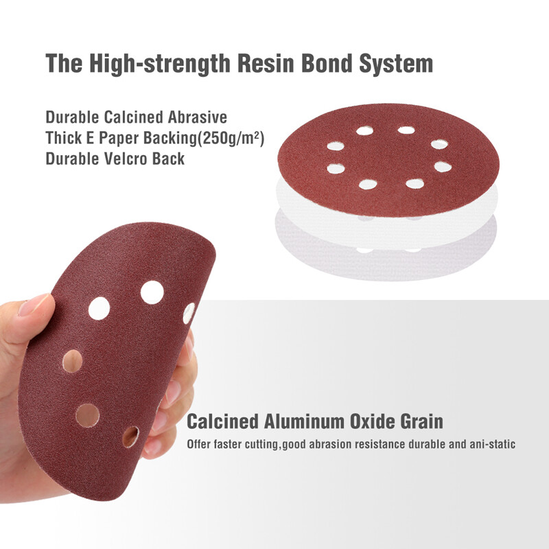 WORKPRO150-piece Sanding Disc Set 5-inch 8-Hole Sandpaper 10 Grades 60-600 Grits