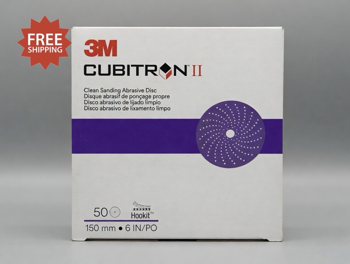 3M 31485 Cubitron II Hookit Clean Sanding Abrasive 6″ Disc, 500+ Grade, 50/Box