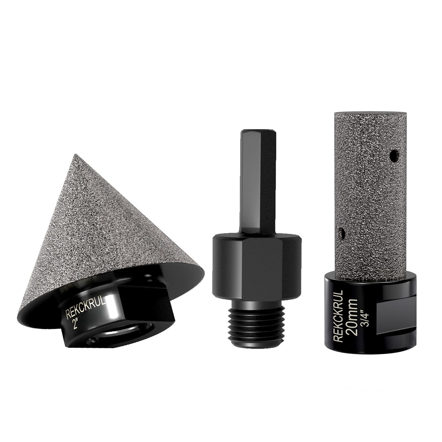 3 PCS 2″ Diamond Chamfer Bit M14 Thread – M14 Hex Shank – 3/4″ Diamond Finger Mi