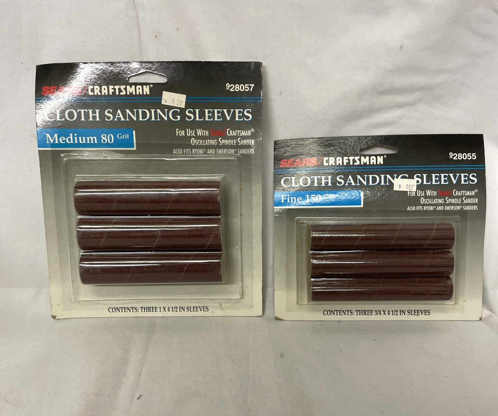 NIP CRAFTSMAN CLOTH SANDING SLEEVES OSCILLATING SPINDLE SANDER MEDIUM FINE GRIT