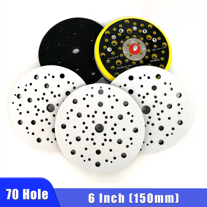 6 Inch 70 Hole Soft Foam Cushion Sponge Interface Buffer Pad For Sanding Pads