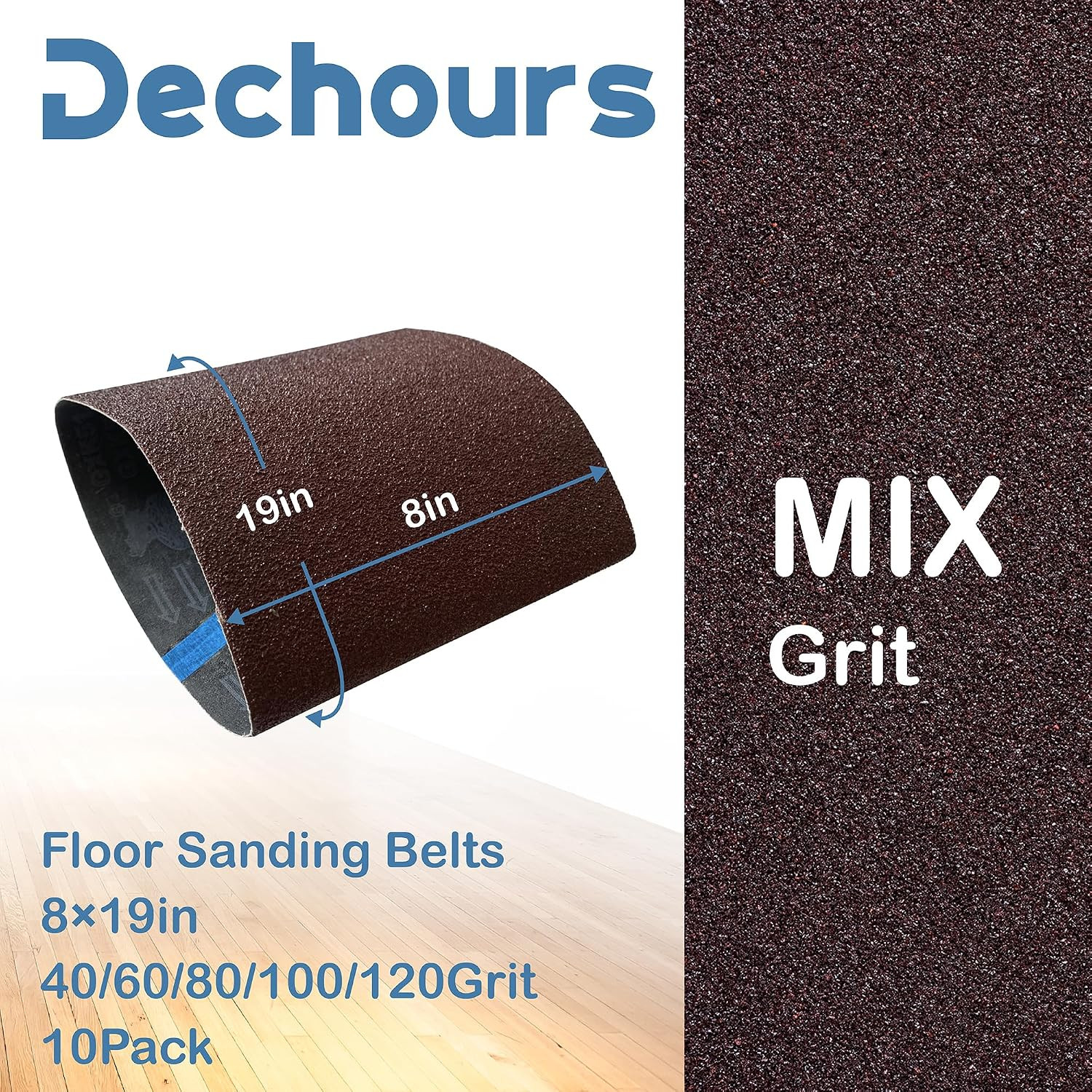 Sanding Belts Assorted Grits 40 60 80 100 120 10 Pack for Drum Sander Floors