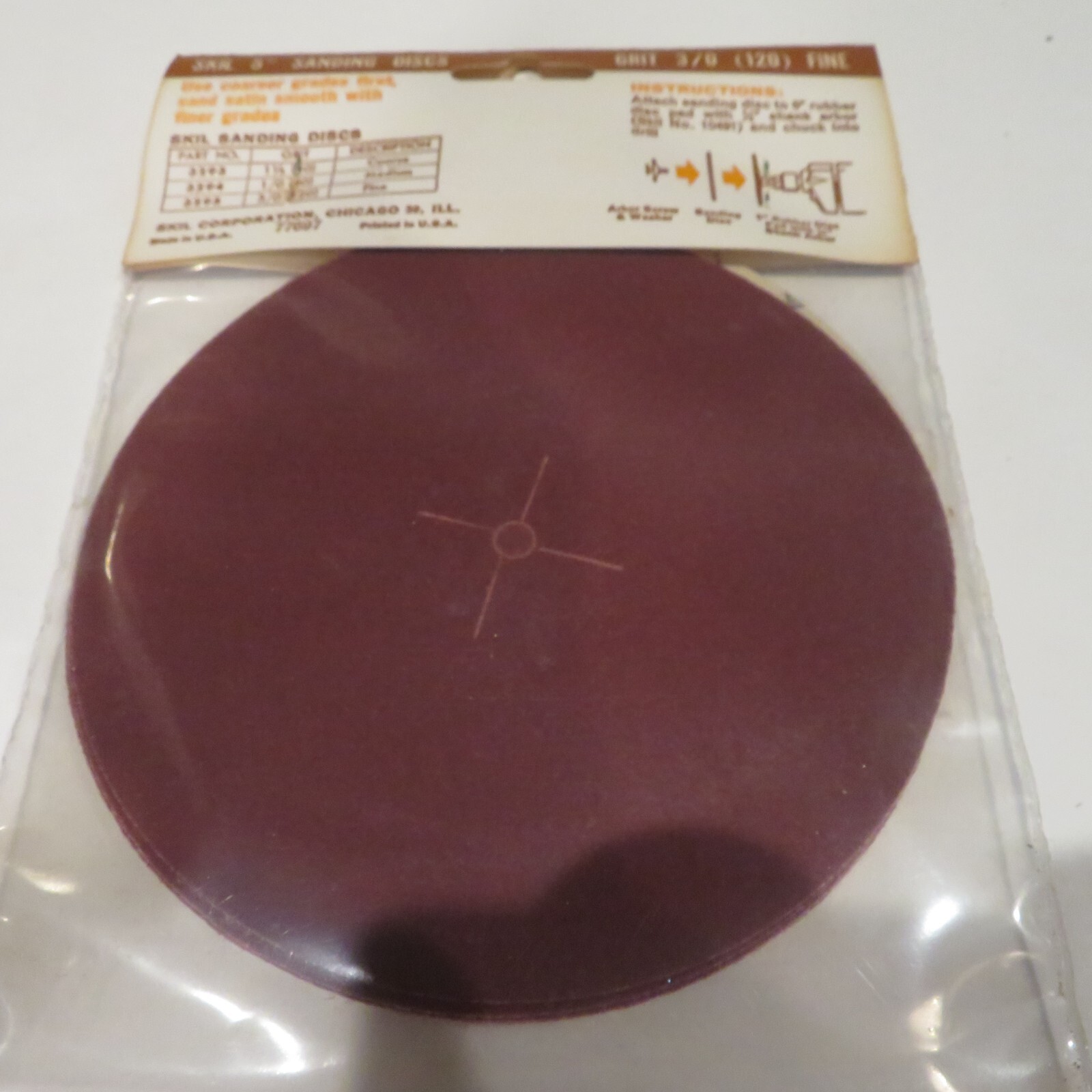 VTG SKIL 5″ Sanding Discs #3295 5 Pk Fine Grit Use w. Any Electric Drill NOS