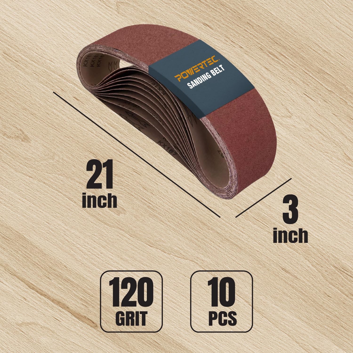 3 x 21 Inch Sanding Belts, 10PK, 120 Grits Aluminum Oxide Sandpaper, 3×21 San…