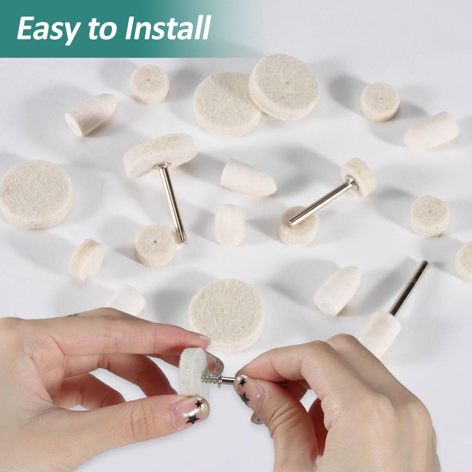 145Pcs Wool Felt Polishing Pad 1/8″ Shank For Wheels Kit For Dremel Rotary Tools