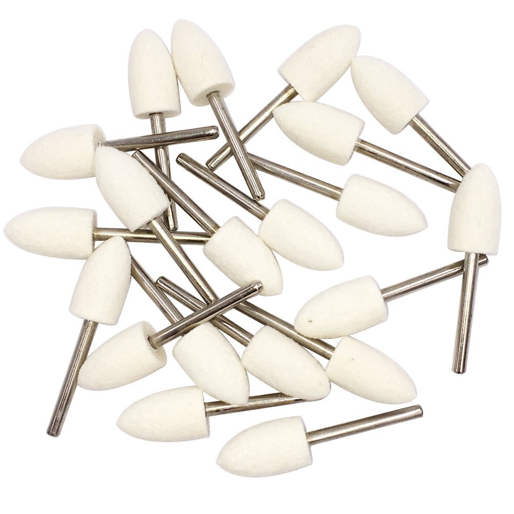 Mounted Cone Polishing Bits Wool Felt Point Mandrel White Conical Rotary Tool
