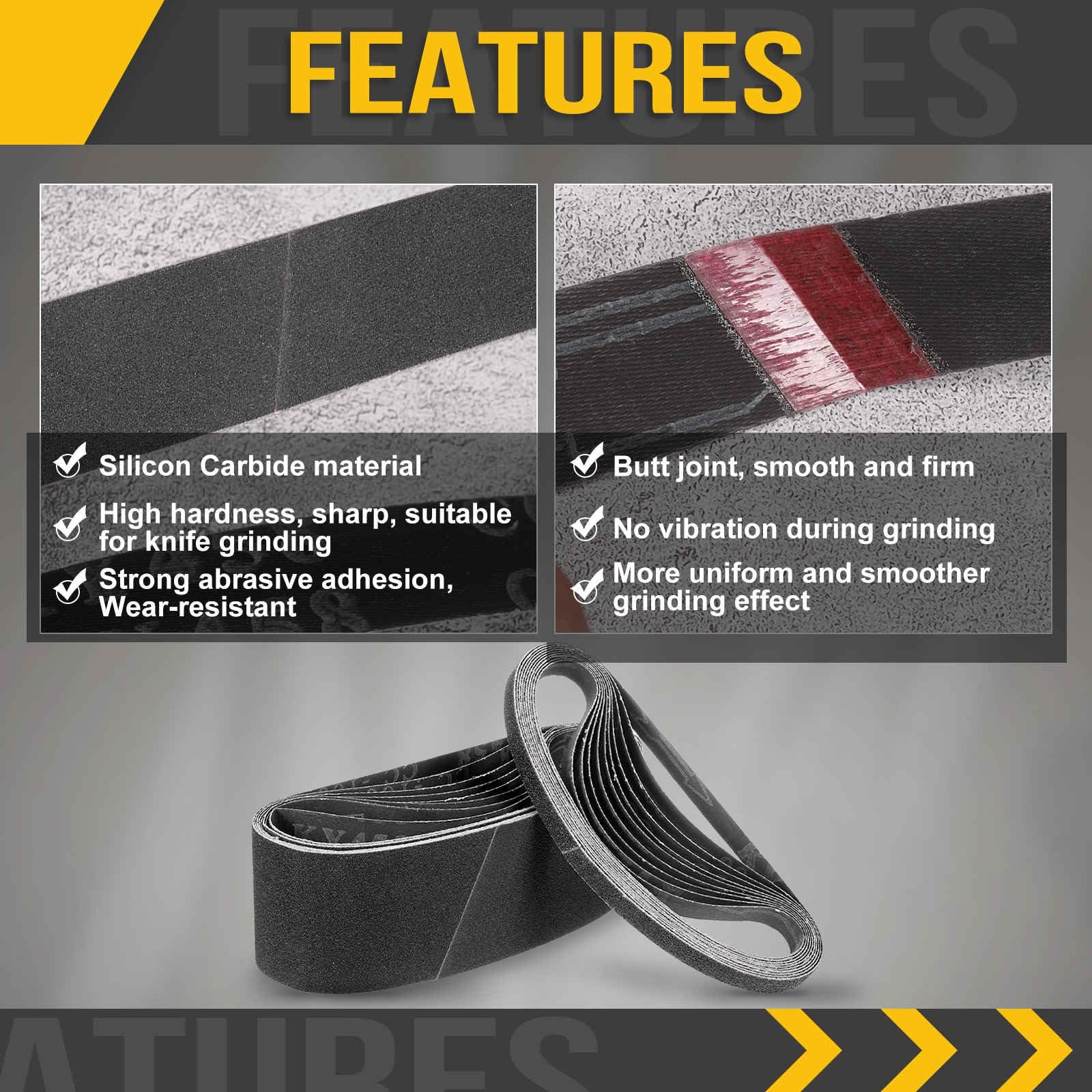 12 Pack 3×21 Inch Silicon Carbide Sander Belts Assorted Sizes Sanding Belts