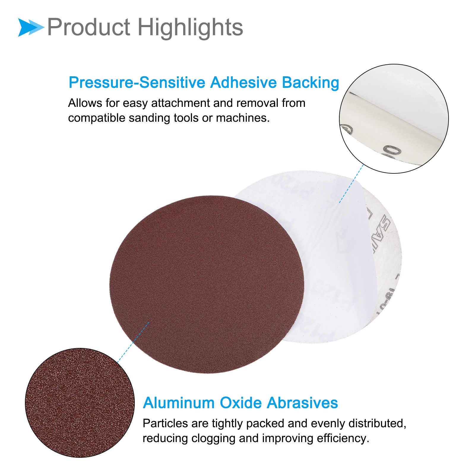 30 x PSA Sanding Discs 5 Inch Dia 120 Grits Self Adhesive Sticky-Back Sandpaper